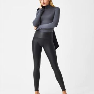 Spanx Black Faux Leather Leggings 26" Inseam
